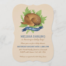 Invitation "Oh cerf !" Baby shower garçon à thème en bois mig