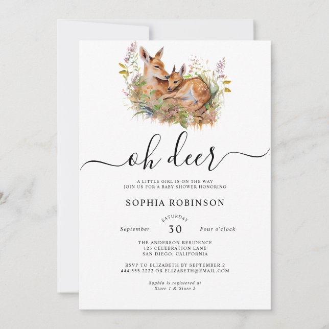 Invitation Oh Cerf Bois de la Fête Prénatale Bébé (Devant)