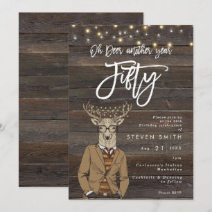 Invitation Oh cerf feux de bois rustique 50e anniversaire