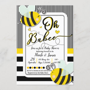 Invitation Oh chéri Bébé Chic Moderne Rayé Baby Shower