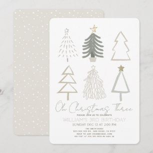 Invitation Oh Christmas Three Boho Arbres Verts 3ème Annivers