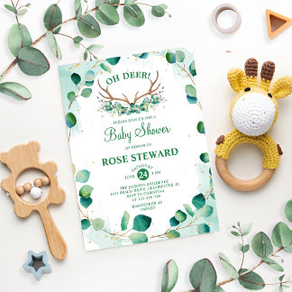 Invitation Oh Deer Antlers Verdure Eucalyptus Boho