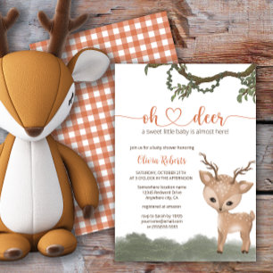 Invitation Oh Deer baby shower forestier neutre pour le genre