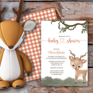 Invitation Oh Deer baby shower forestier neutre pour le genre