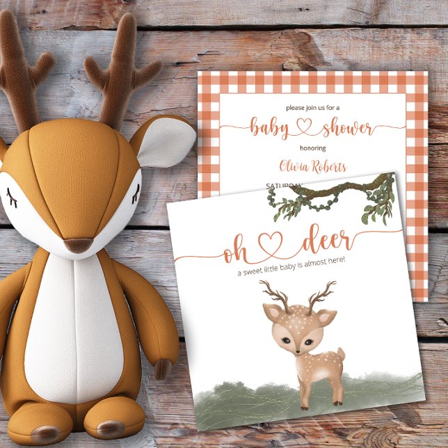 Invitation Oh Deer baby shower forestier neutre pour le genre (Créateur téléchargé)
