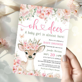 Invitation Oh Deer Baby Shower Girl Pink Fawn 