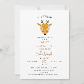 Invitation Oh Deer Baby shower Invitation, personnalisable