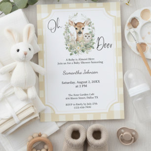 Invitation Oh Deer Baby Shower • Thème Neutre en Forêt