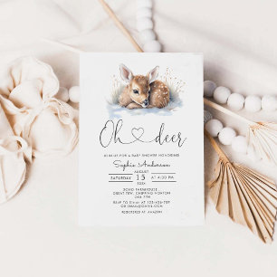 Invitation Oh Deer Boy Baby shower d'hiver