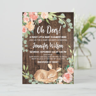 Invitation Oh Deer Rustic Boho Baby shower Floral