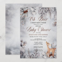 Oh Deer Rustic Winter Floral Baby shower virtuel I