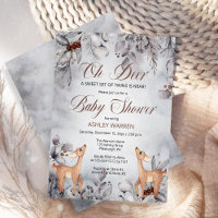 Oh Deer Rustic Winter Floral Twins Baby shower dan