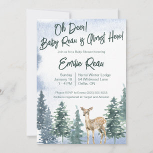 Invitation Oh Deer ! Un nouveau bébé est presque là ! Baby sh