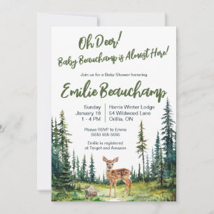 Invitation Oh Deer ! Un nouveau bébé est presque là ! Baby sh