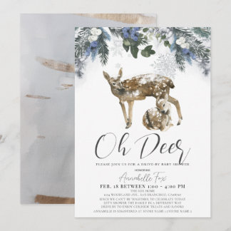 Invitation Oh Deer Winter Foliing & Blueberries Baby shower