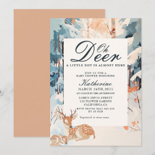 Invitation Oh Deer Winter Woodland Snowland Forest baby showe