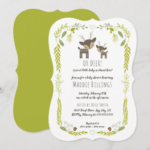 Invitation Oh Deer woodland animal neutre baby shower des sex