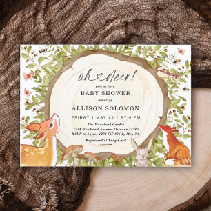 Invitation Oh Deer Woodland Baby shower Forêt Animal