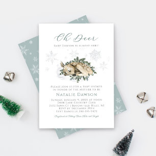 Invitation Oh Deer Woodland Blue Green Baby shower