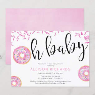 Invitation Oh fille de baby shower de beignet de bébé