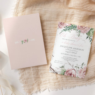 Invitation Oh Fille de la Baby Shower Couronne de Fleurs Aqua