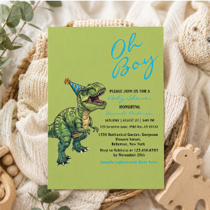 Invitation Oh Garçon ! Baby Shower Dinosaure Mignon