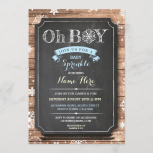 Invitation OH GARÇON Baby shower Wood Winter Sprinkl Invitati