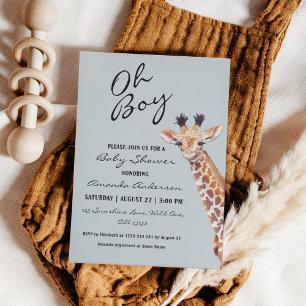 Invitation Oh garçon bébé Baby shower de girafe