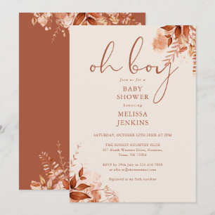 Invitation Oh garçon Floral Automne Baby shower d'automne