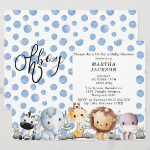 Invitation Oh garçon mignon animal de Safari verdure garçon b
