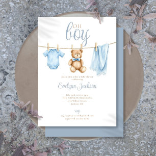 Invitation Oh Garçon Mignon Linge Bébé à la Maison