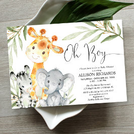 Invitation Oh garçon mignon Safari animal vert garçon baby sh