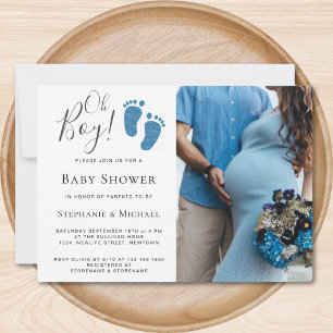 Invitation Oh garçon Parties scintillant bleue Pieds photo Co