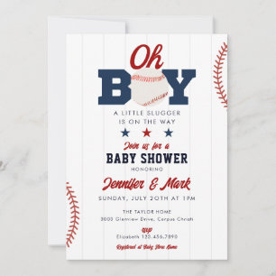 Invitation Oh Garçon Petit Batteur de Baseball Baby Shower