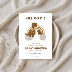Invitation OH GARÇON Rainbow Dinosaur petit bébé garçon douch