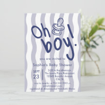Oh Garçon Rayures Ondulées Bleues Baby Shower