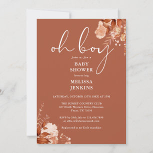 Invitation Oh garçon Rustique Floral Automne Baby shower d'au