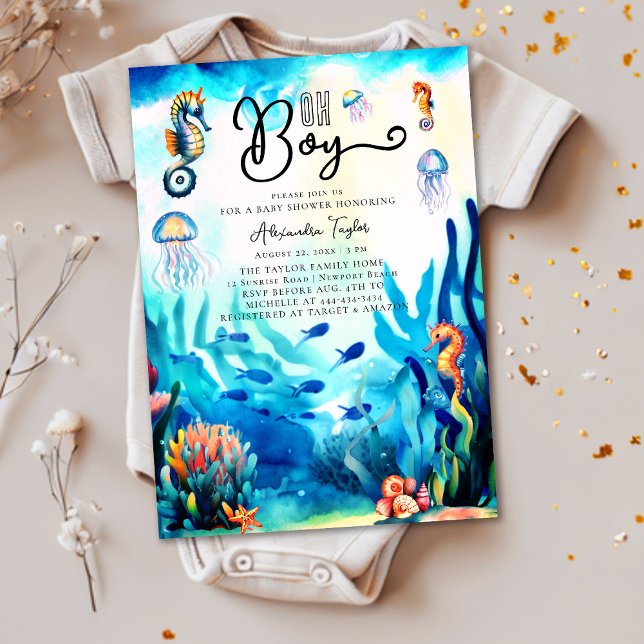 Invitation Oh garçon sous la mer Baby shower de l'Océan de Se (Créateur téléchargé)