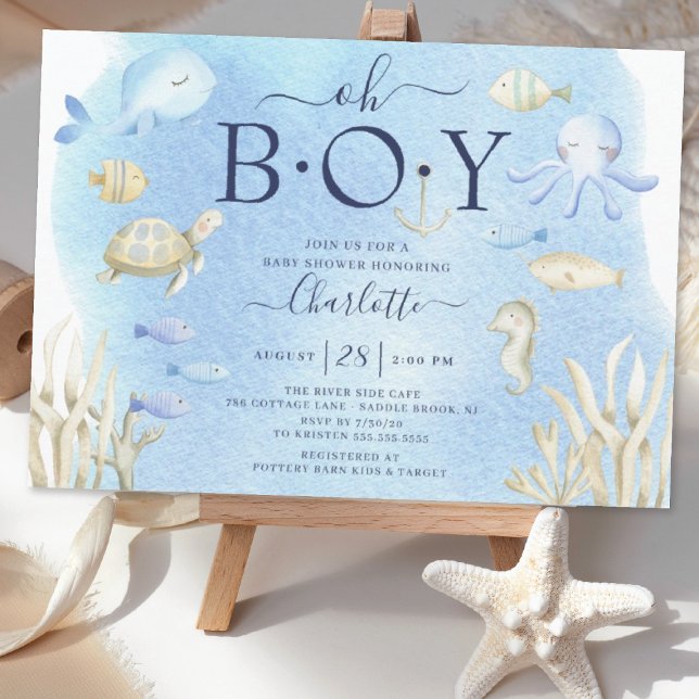 Invitation Oh Garçon Sous Le Baby shower De Mer (Créateur téléchargé)