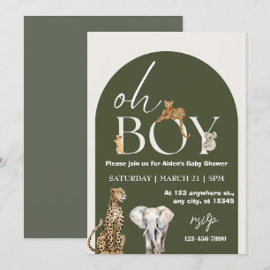 Invitation Oh Garçon Wild One Animaux Baby shower garçon