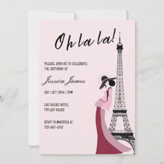 Invitation Oh La Chic Paris Fête d'anniversaire à thème