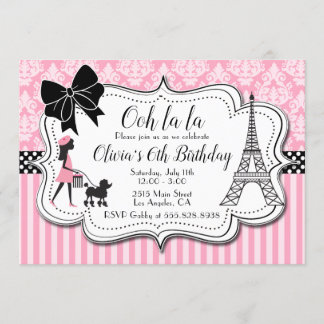 Invitation Oh ! La de La - fête d'anniversaire de rose de