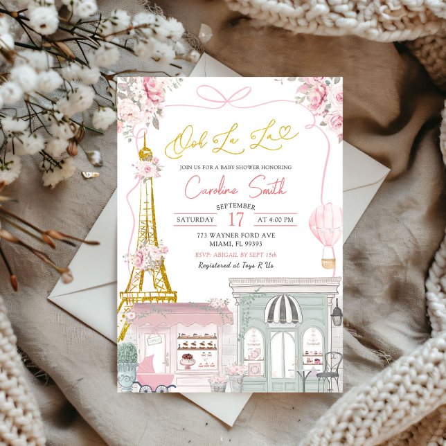 Invitation Oh La France Café Parisien Baby shower (Créateur téléchargé)