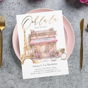 Invitation Oh La La ! Gold Paris Café Anniversaire