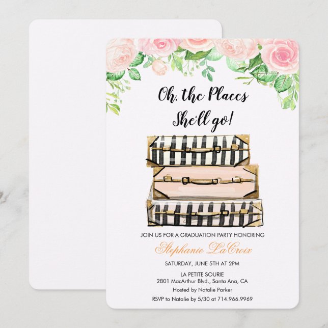 Invitation Oh Les Endroits où elle va passer l'invitation de  (Devant / Derrière)