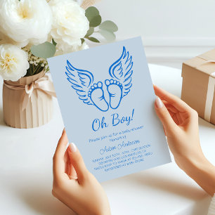 Invitation Oh mon Dieu ! Baby shower Angel Wings pour garçons