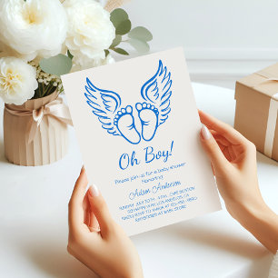 Invitation Oh mon Dieu ! Baby shower Angel Wings pour garçons