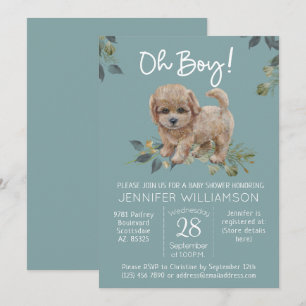 Invitation Oh mon Dieu ! Baby shower chien mignon Labradoodle