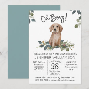 Invitation Oh mon Dieu ! Baby shower de chiens Golden Retriev