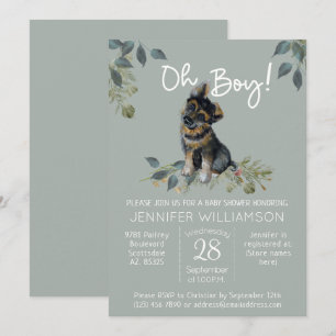 Invitation Oh mon Dieu ! Chien Baby shower Berger Allemand Ch